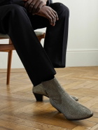 CELINE - Metallic Ribbed-Knit Chelsea Boots - Silver