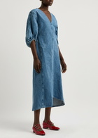 Stine Goya Panelled Denim Midi Dress Blue