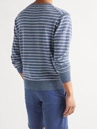 PETER MILLAR - Slim-Fit Striped Mélange Linen and Merino Wool-Blend Sweater - Blue - S