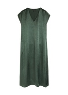 Eileen Fisher Crinkled Satin Midi Dress Dark Green