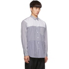 Comme des Garcons Shirt Navy and White Striped Poplin Yarn-Dyed Shirt