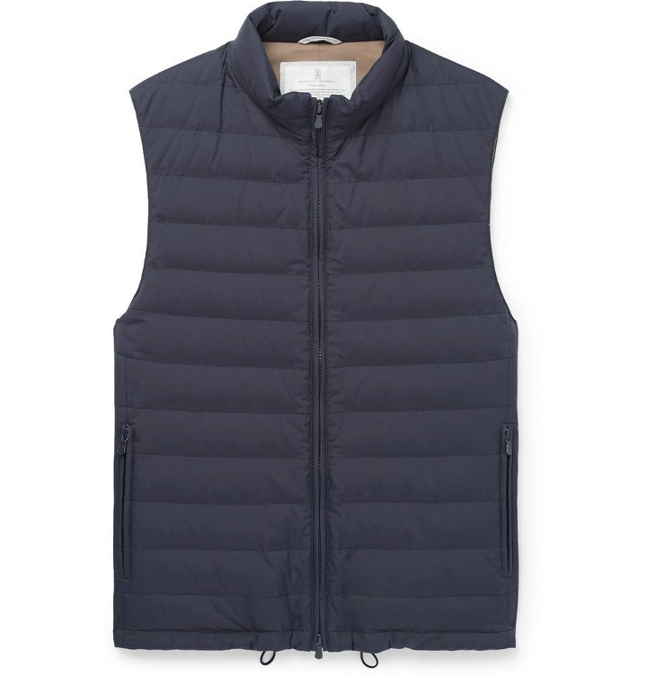 Photo: Brunello Cucinelli - Quilted Shell Down Gilet - Men - Navy