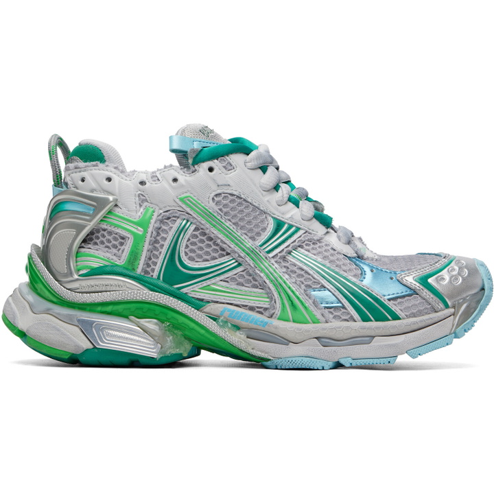 Photo: Balenciaga Gray & Green Runner Sneakers