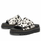 Dr. Martens Women's ZebZag Slide in Cream/Black Dalmatian Print Hair On