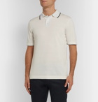 Dunhill - Slim-Fit Silk-Trimmed Knitted Cotton Polo Shirt - White