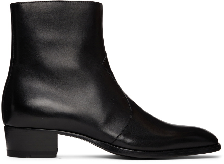 Saint Laurent Black Wyatt Zip Boots Saint Laurent