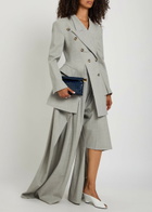 A.W.A.K.E Mode Cut-out Wide-leg Stretch Wool Trousers Light Grey