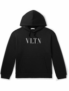 Valentino Garavani - Logo-Print Cotton-Blend Jersey Hoodie - Black