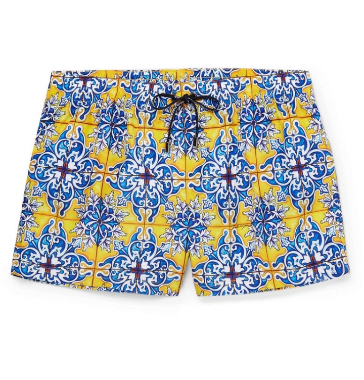 Photo: Dolce & Gabbana - Short-Length Printed Swim Shorts - Blue