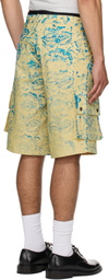 Stanley Raffington SSENSE Exclusive Yellow & Blue Floral Printed Cargo Shorts