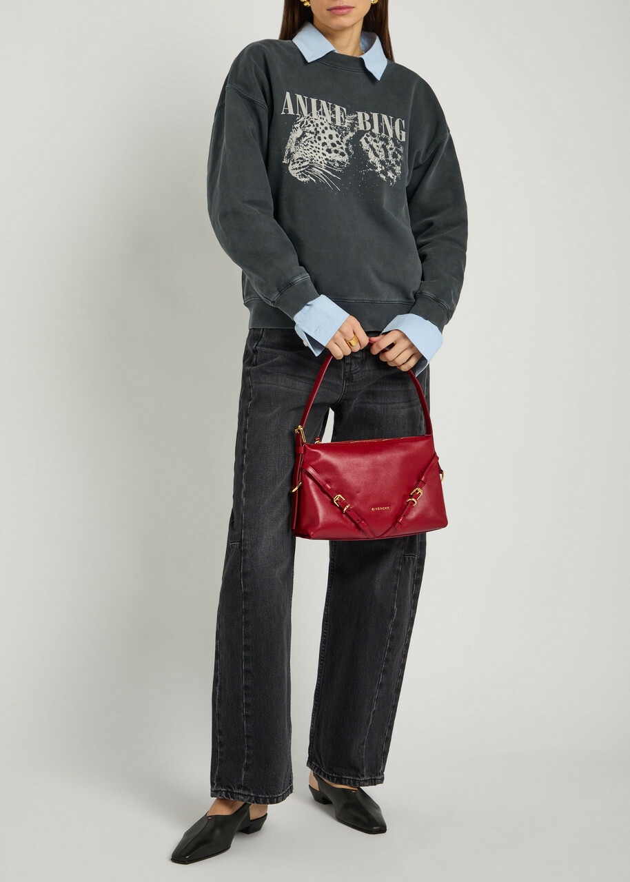 Anine Bing Spencer Printed Cotton Sweatshirt Black