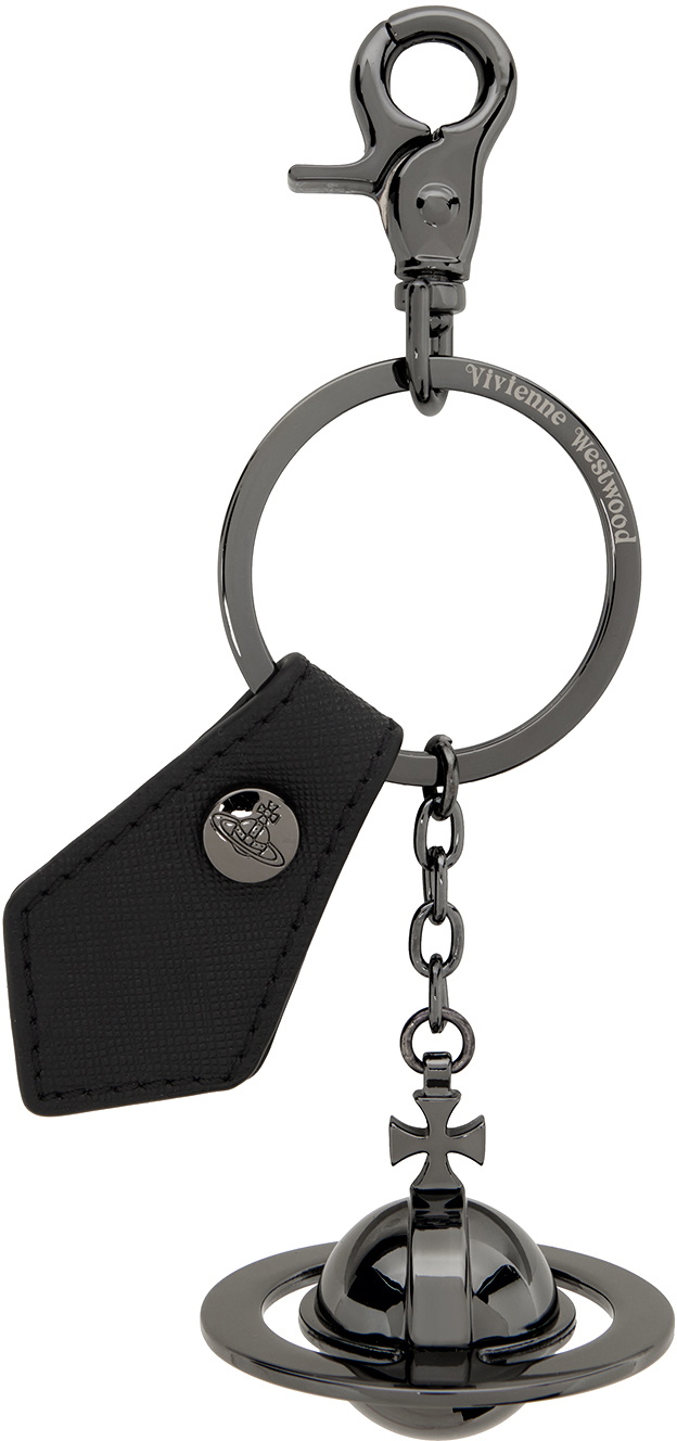 Vivienne Westwood SAFFEANO 3D ORB キーホルダー ブラック Black & Silver 3D Orb Keychain by Vivienne Westwood on Sale