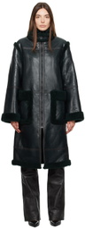 Helmut Lang Khaki Zip Shearling Coat