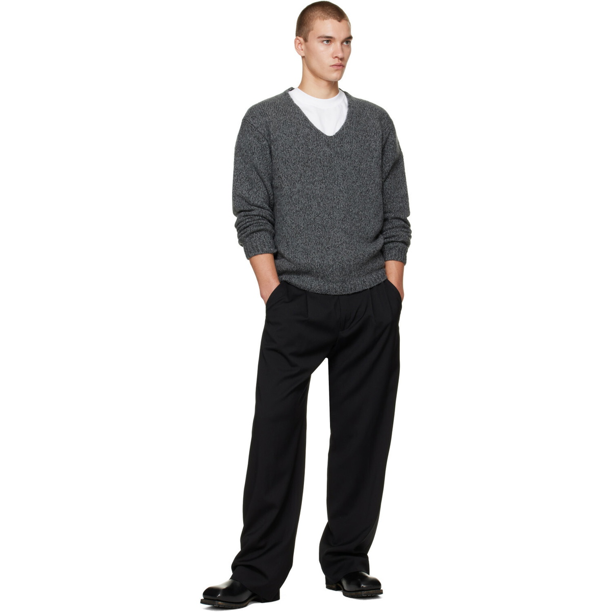 OUR LEGACY Gray Link V-Neck Sweater Our Legacy