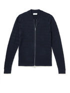 John Smedley - Blur Cable-Knit Sea Island Cotton Bomber Jacket - Blue