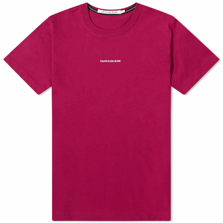 Photo: Calvin Klein Men's Micro Branding Essential T-Shirt in Dark Clove