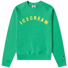 ICECREAM Men's Flock Logo Crew Sweat in Green