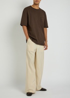 Lemaire Boxy Cotton and Linen-blend T-shirt Brown