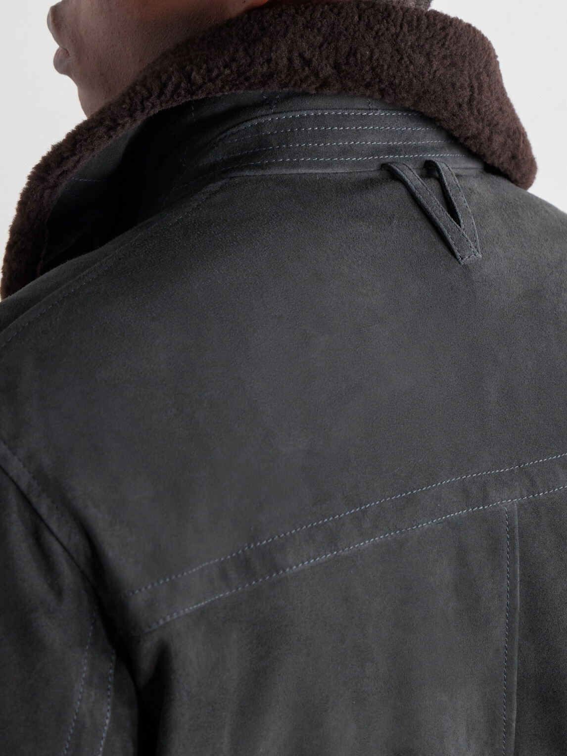 Valstar - Cudden Plush-Trimmed Suede Down Jacket - Black