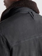 Valstar - Cudden Plush-Trimmed Suede Down Jacket - Black