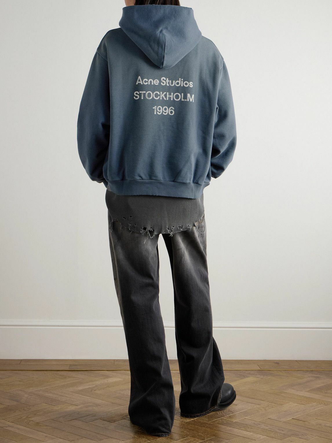 Acne Studios - Franziska Garment-Dyed Distressed Logo-Print Cotton