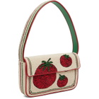 Staud Beige & Red Tommy Beaded Bag