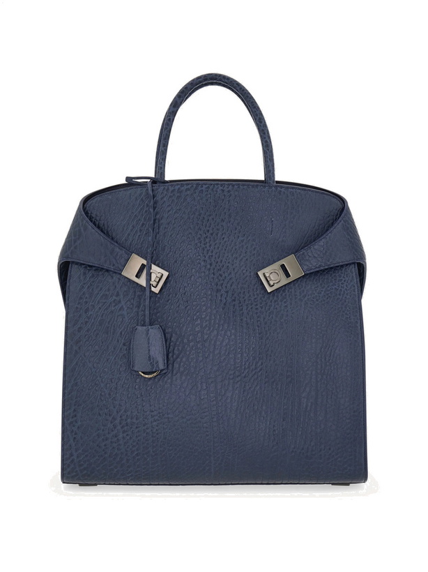 Photo: Ferragamo Mens Hug tote bag in Blue