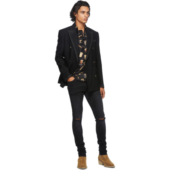 Double Breasted Blazer in Black - Amiri