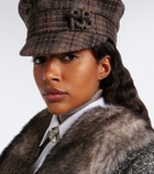 Ruslan Baginskiy Logo checked wool newsboy cap