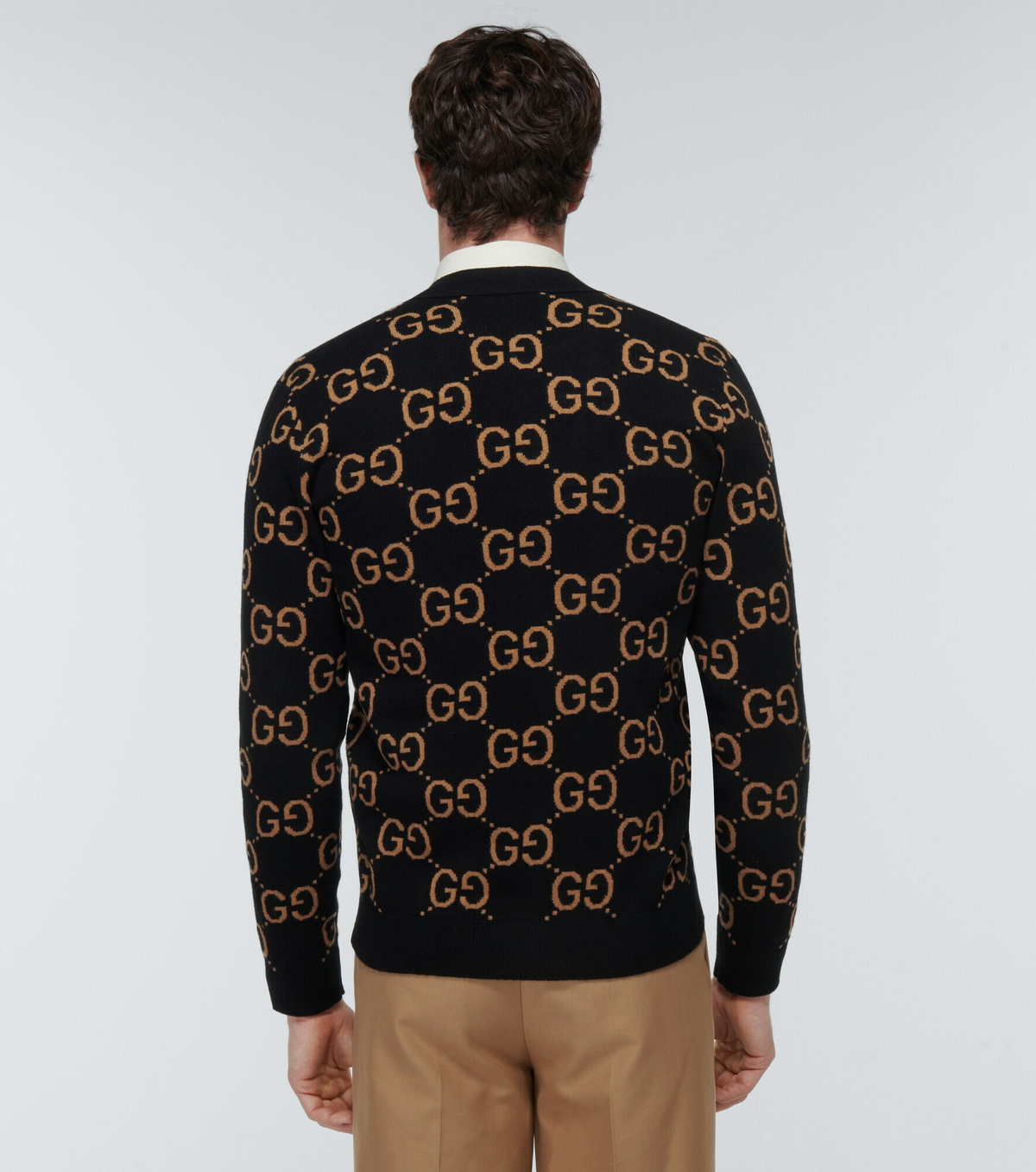 GUCCI カーディガン Reversible GG wool jacquard cardigan in bordeaux and white | GUCCI® US