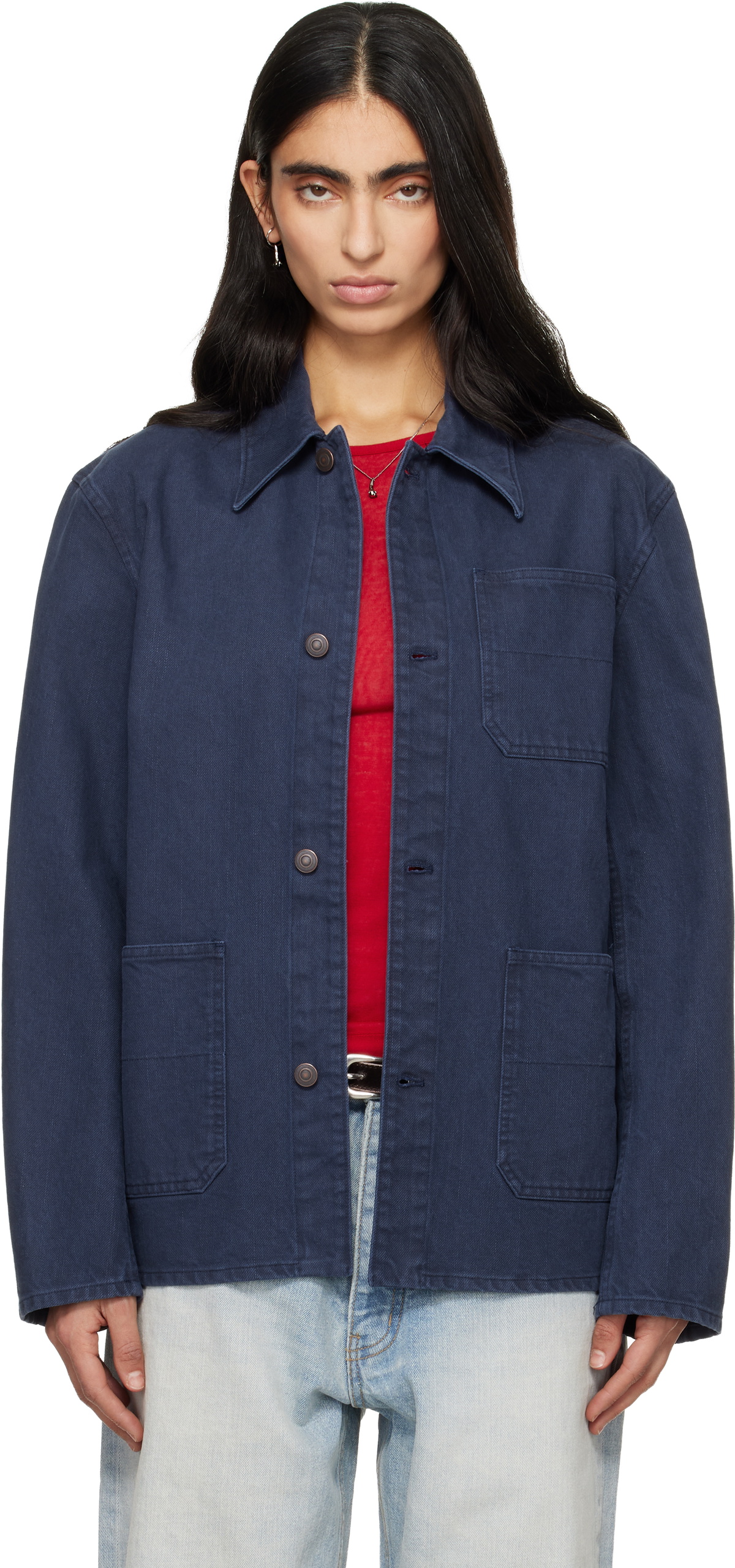 TONYWACK Purple Garment Washed Cotton Utility Jacket