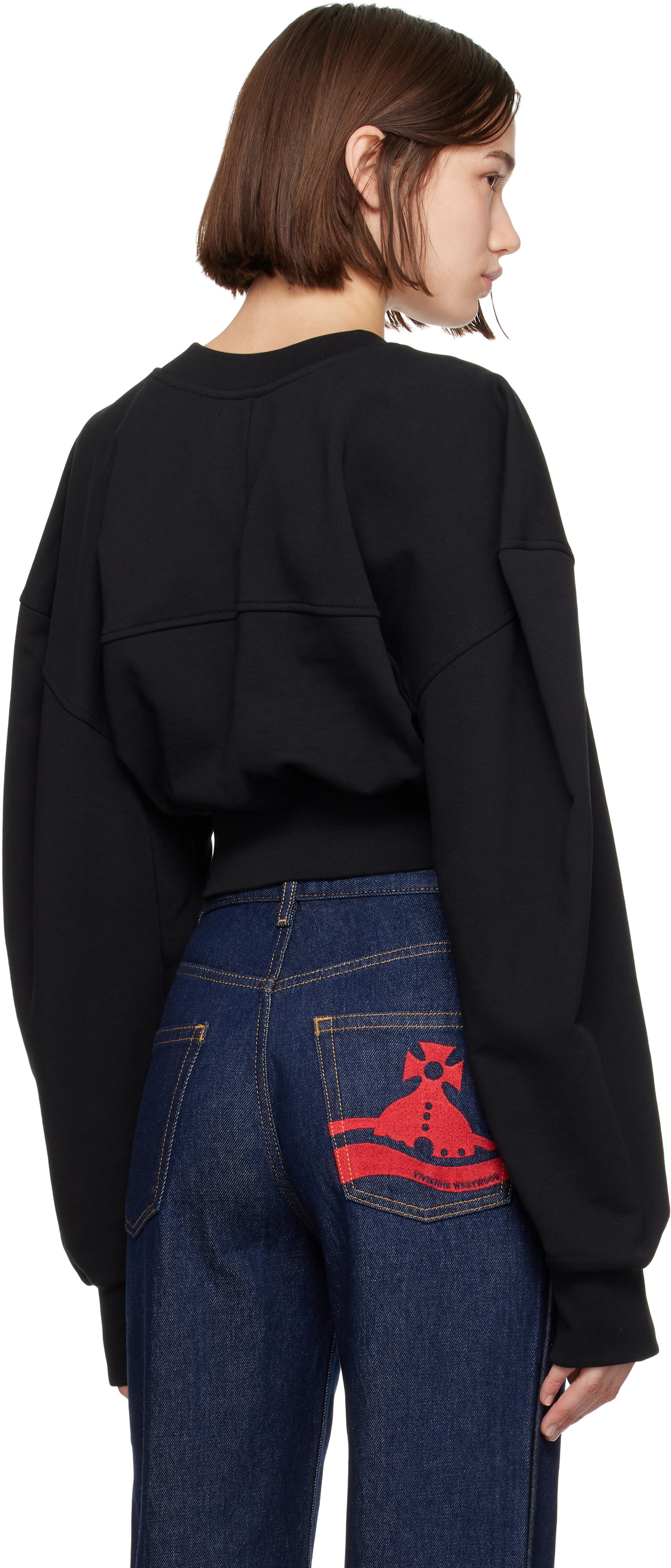 Vivienne Westwood Black Sunken Orb Crop Sander Sweatshirt Vivienne