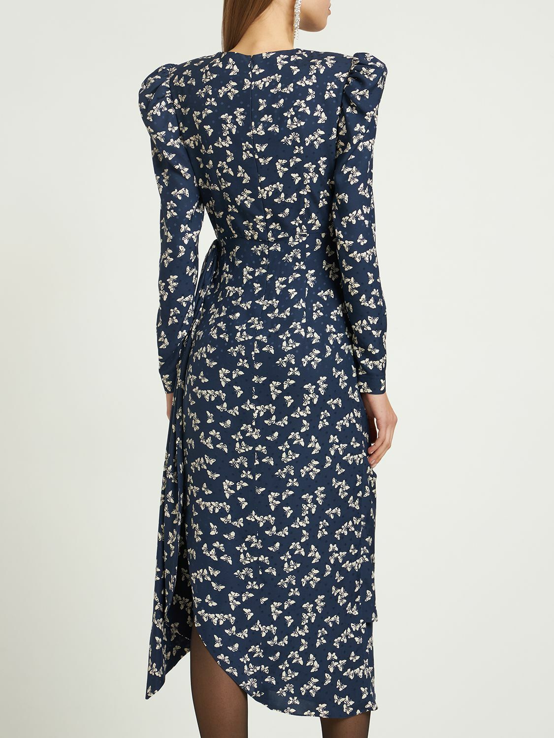 ALESSANDRA RICH Butterfly Printed Jacquard Crepe Dress