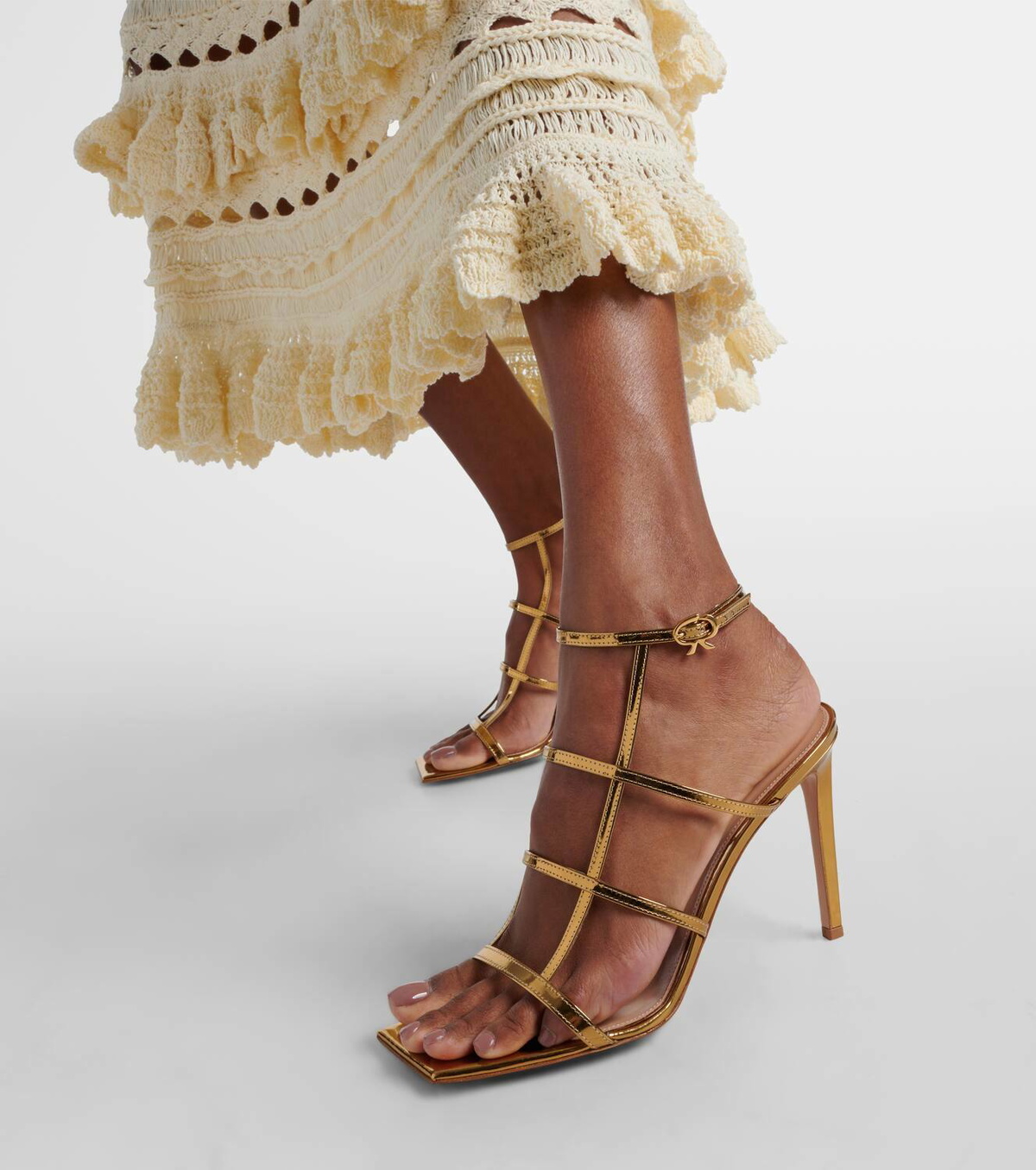 Gianvito Rossi Mondry 55 Cage Heel in Praline