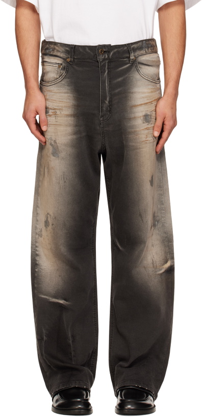 Photo: We11done Gray Loose-Fit Dirty Jeans