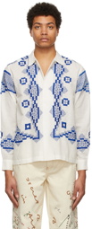 Bode White & Blue Mosaic Shirt