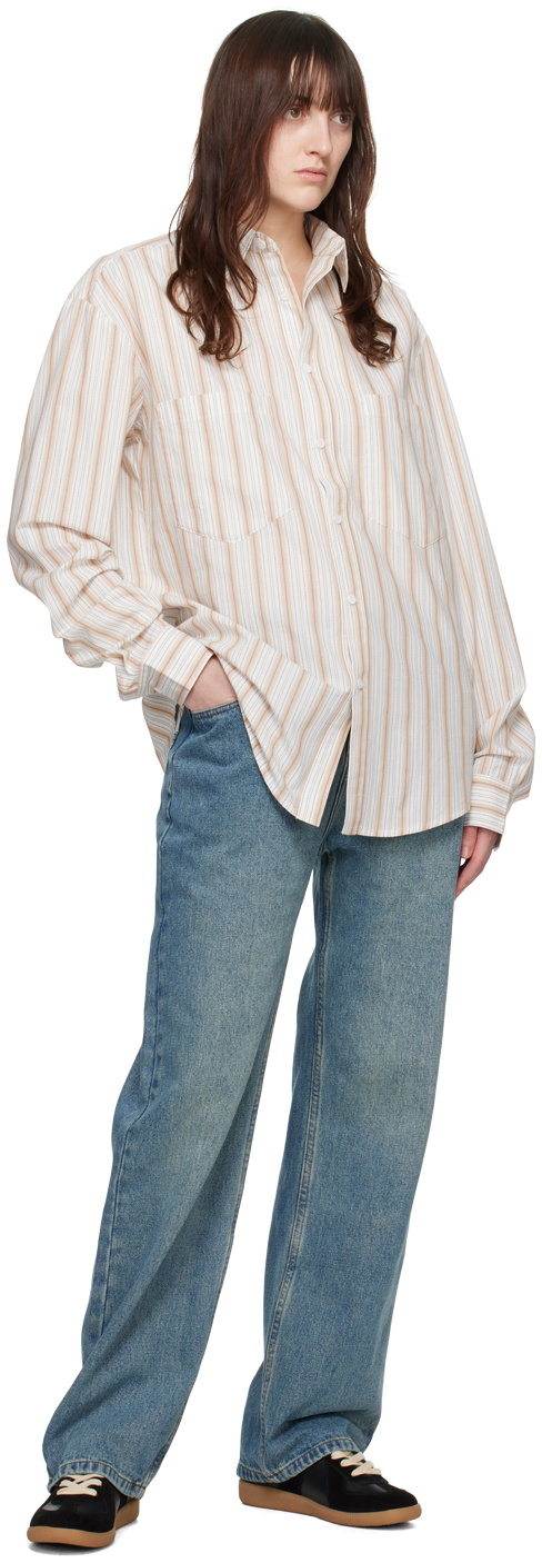 WYNN HAMLYN Off-White & Brown Patch Pocket Shirt