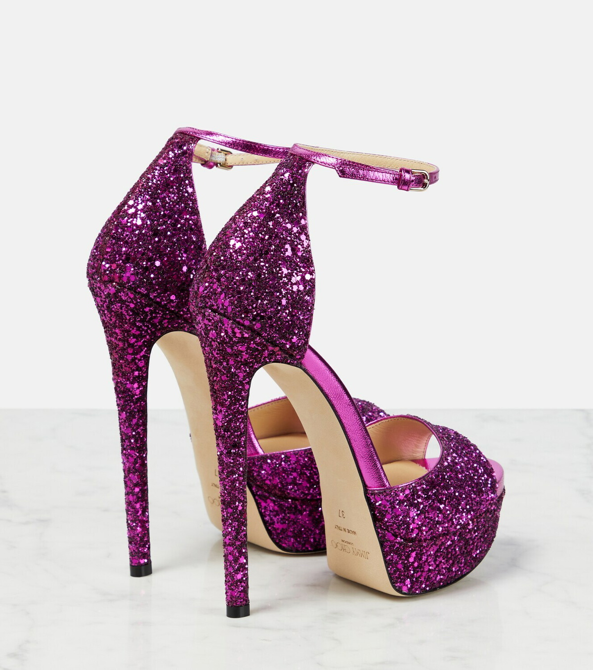 Jimmy Choo Max 150 glitter platform sandals Jimmy Choo