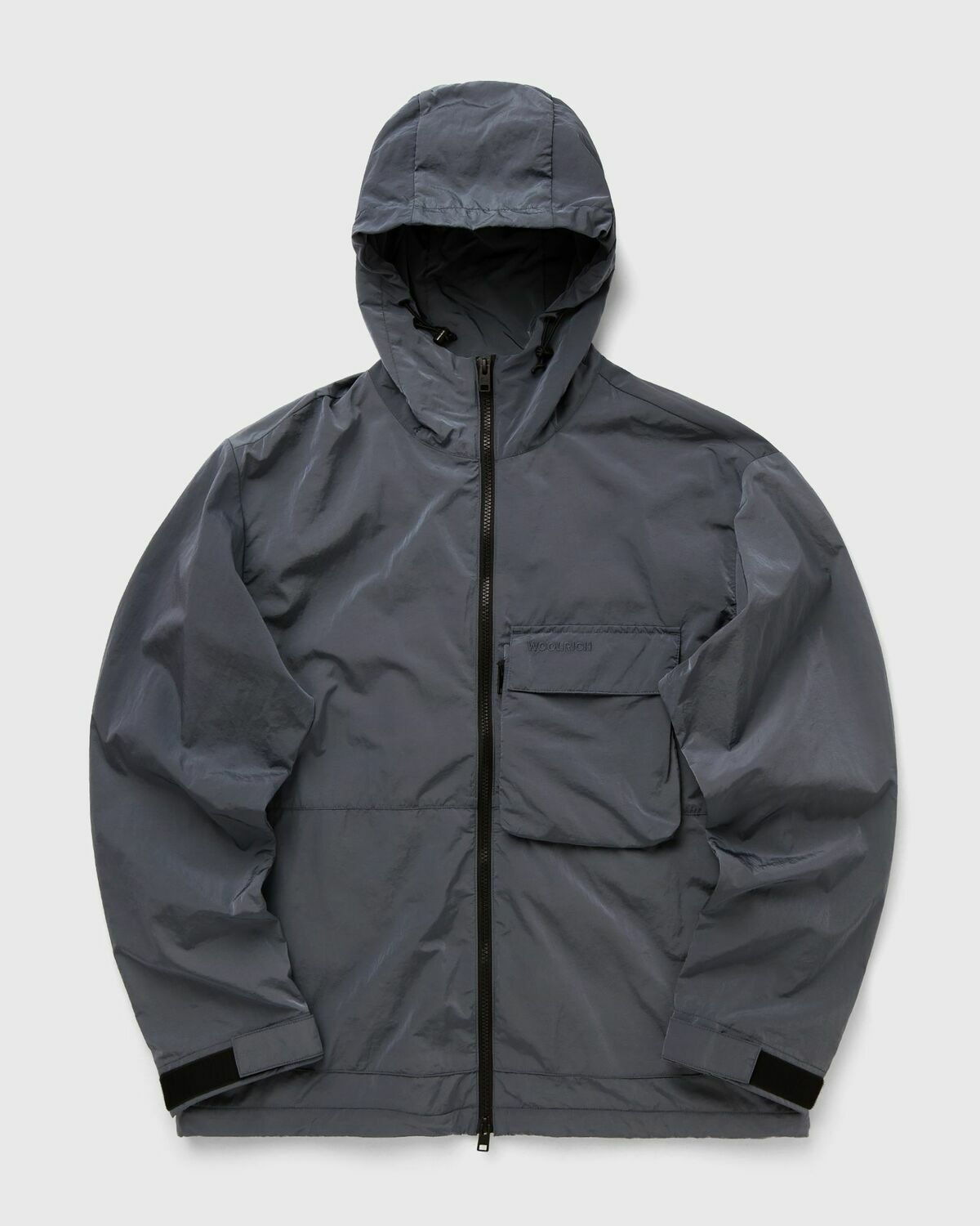 SHINY NYLON HOODED JACKET