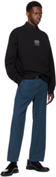 Hugo Black Cotton Terry Split Logo Sweatshirt