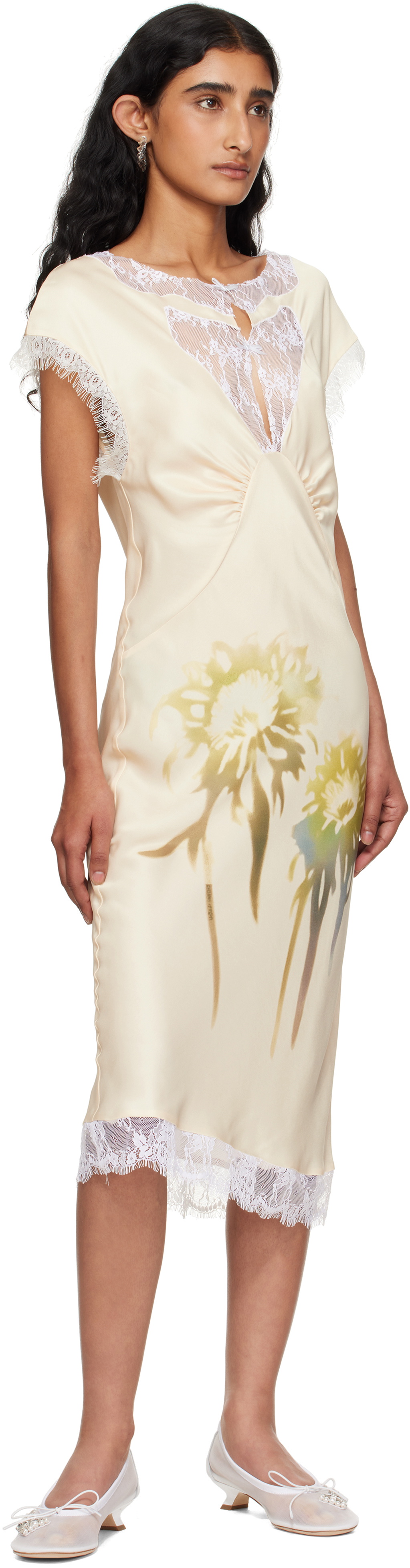 Collina Strada Beige Waterlily Midi Dress