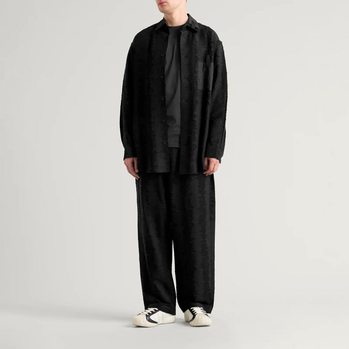 Y-3 Men's Deco Stitch Long Sleeve Shirt in Black
