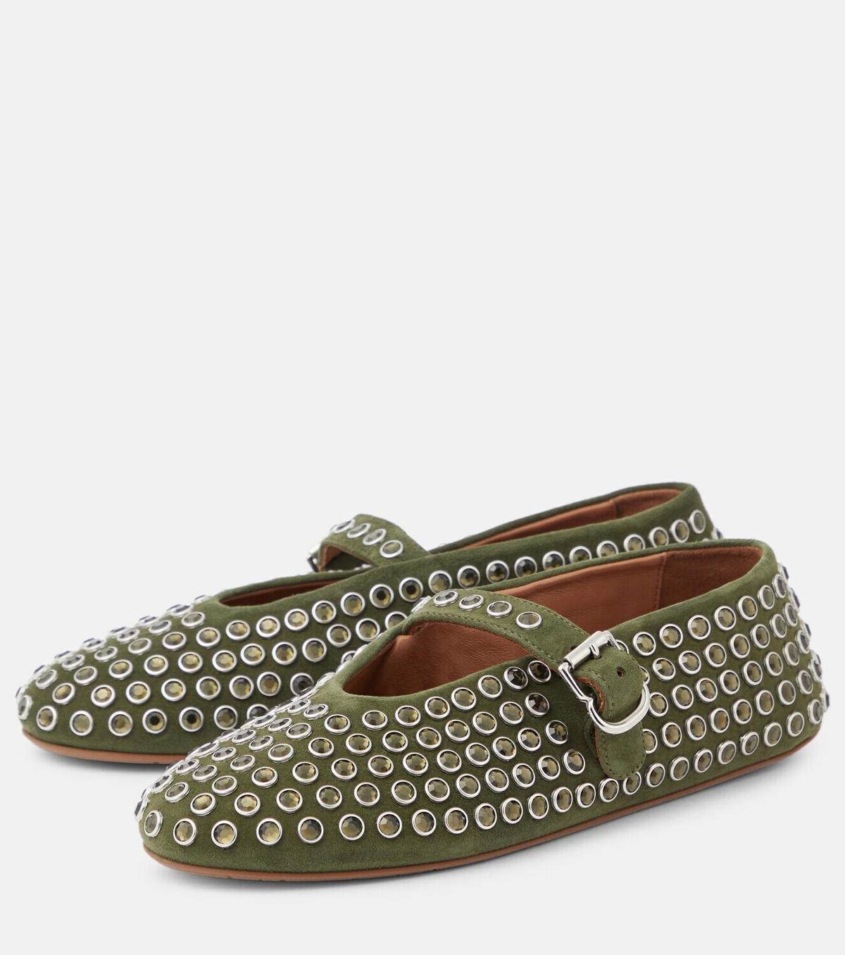 Alaïa Embellished suede ballet flats ALAÏA