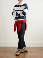 A.P.C. - Riley Logo-Embroidered Striped Organic Cotton-Blend Jersey Polo Shirt - Blue