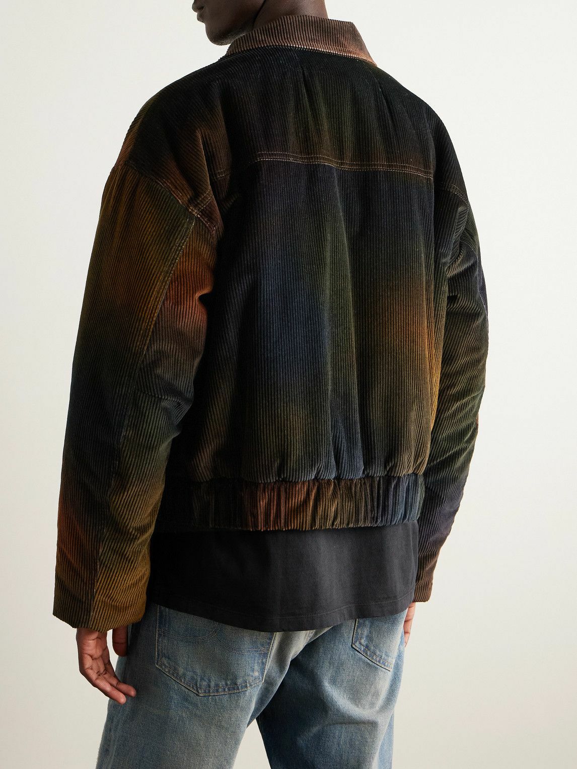 The Elder Statesman - Ombré Cotton-Corduroy Bomber Jacket - Brown