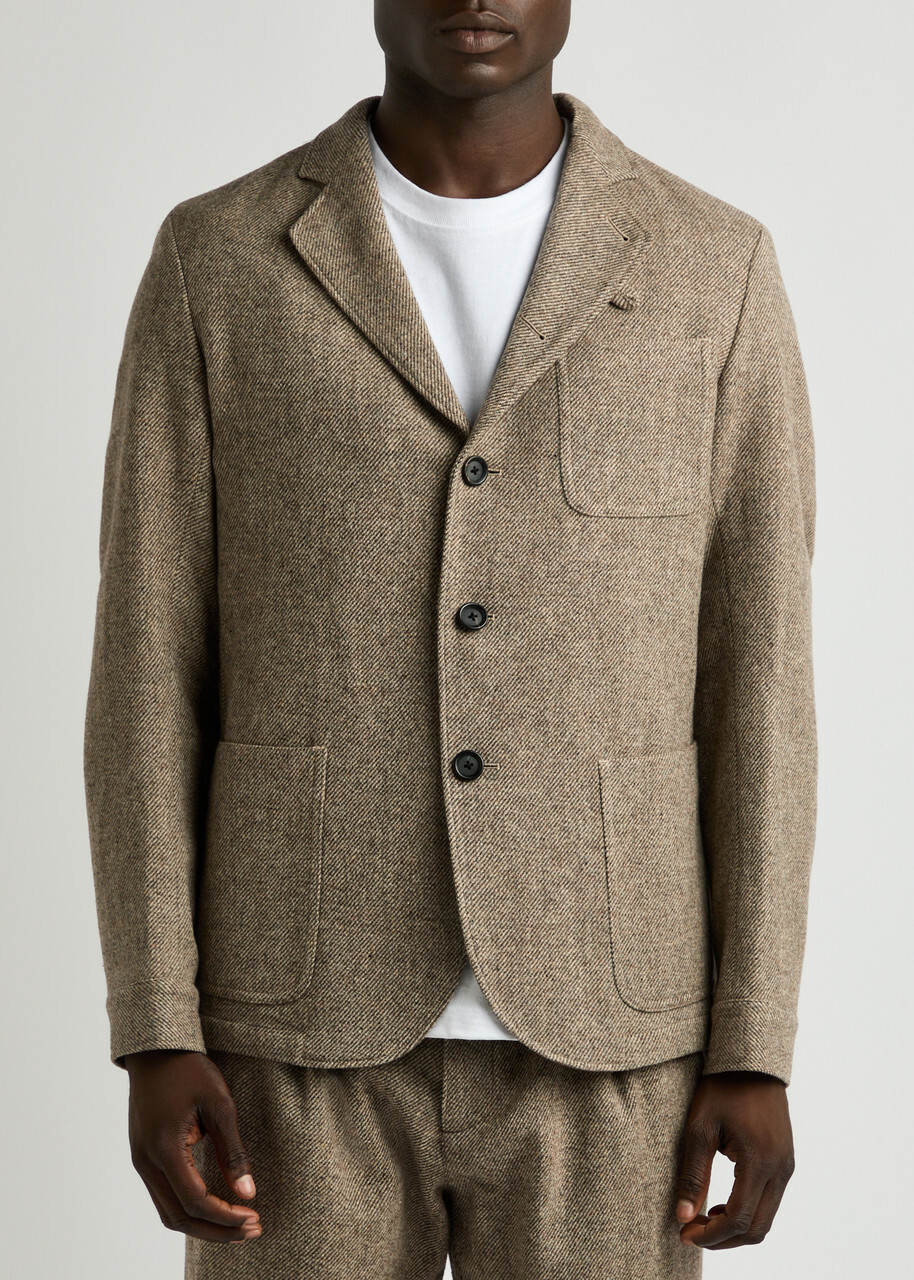 Oliver Spencer Solms Herringbone Wool Jacket Beige Oliver Spencer