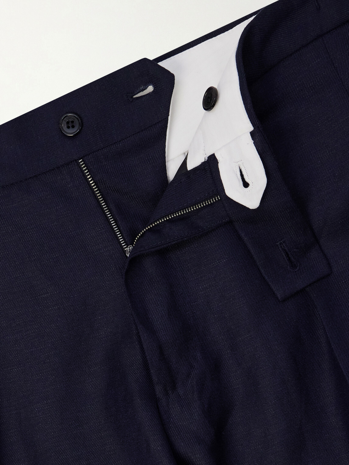Slowear - Tapered Pleated Wool and Linen-Blend Trousers - Blue