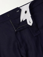 Slowear - Tapered Pleated Wool and Linen-Blend Trousers - Blue