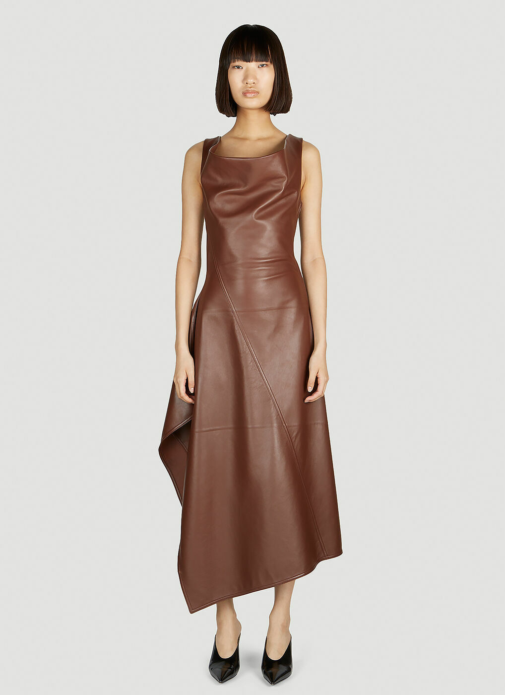 Bottega Veneta - Asymmetric Dress in Brown Bottega Veneta