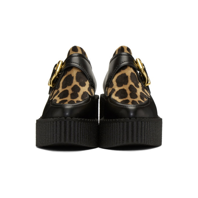 Stella McCartney Black Leopard Platform Creeper Derbys Stella